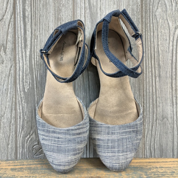 American Eagle Shoes - American Eagle Women’s Blue Denim Striped Sandals
